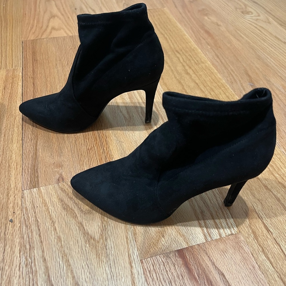 Black velvet booties